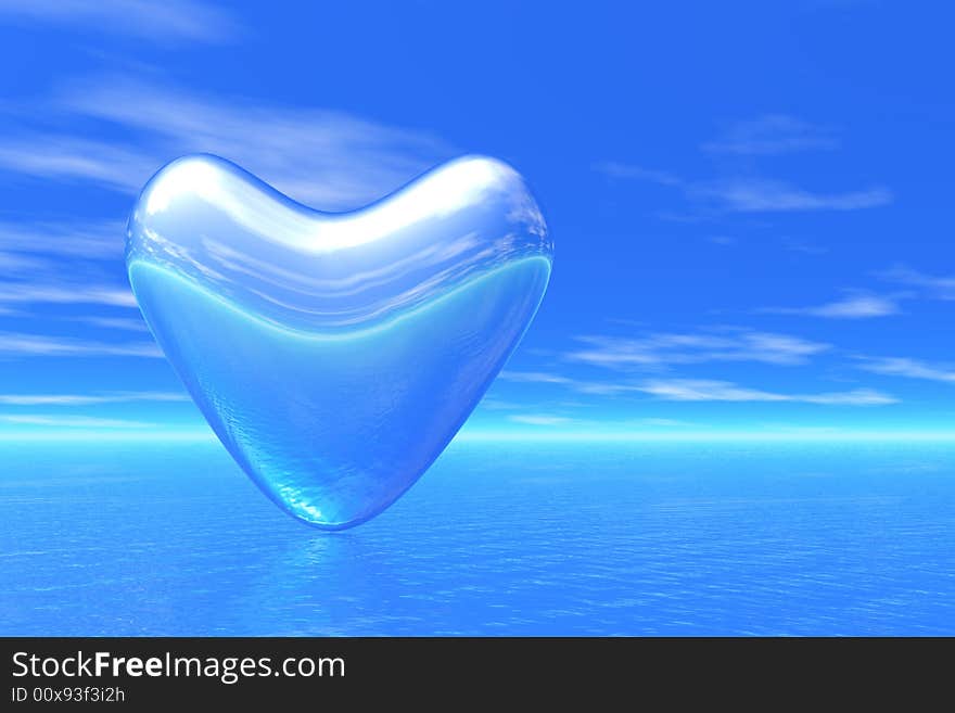 Crystal heart and nature background