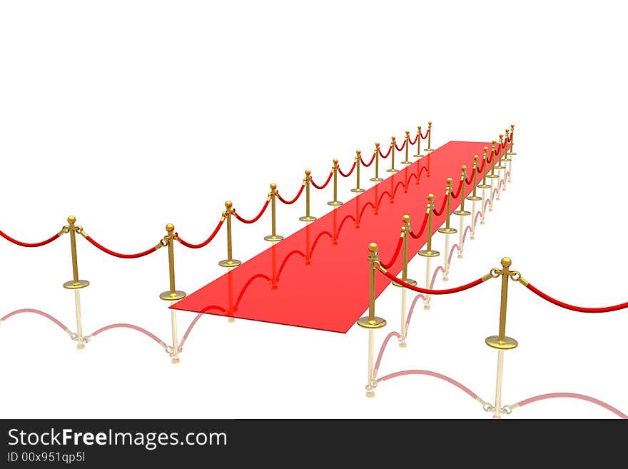 Red carpet isolated in white background