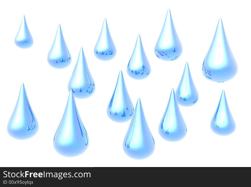 Water drops isolated in white background