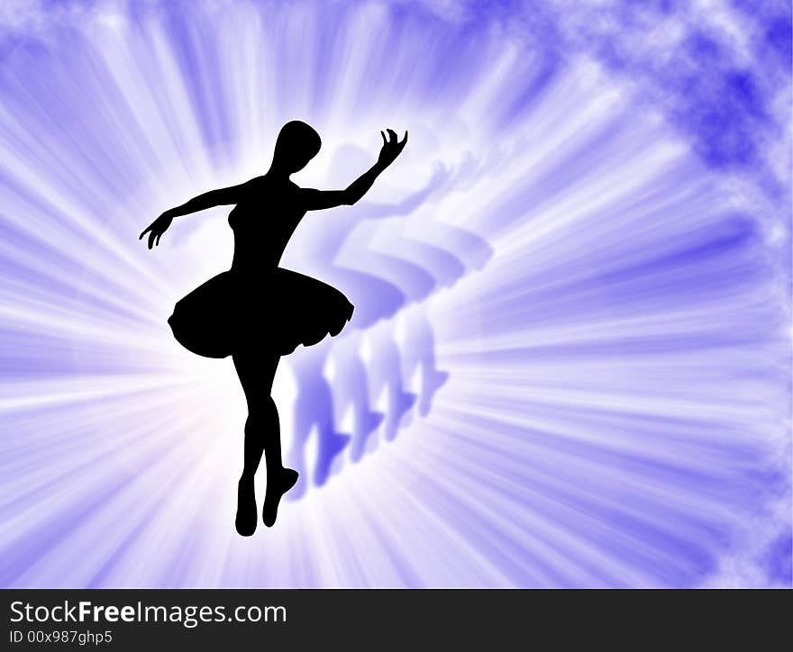 Woman classical dancer dancing in the light