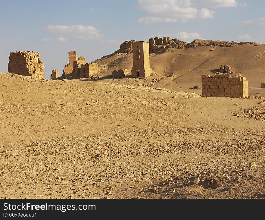 Ancient ruins in desert, Syria. Ancient ruins in desert, Syria