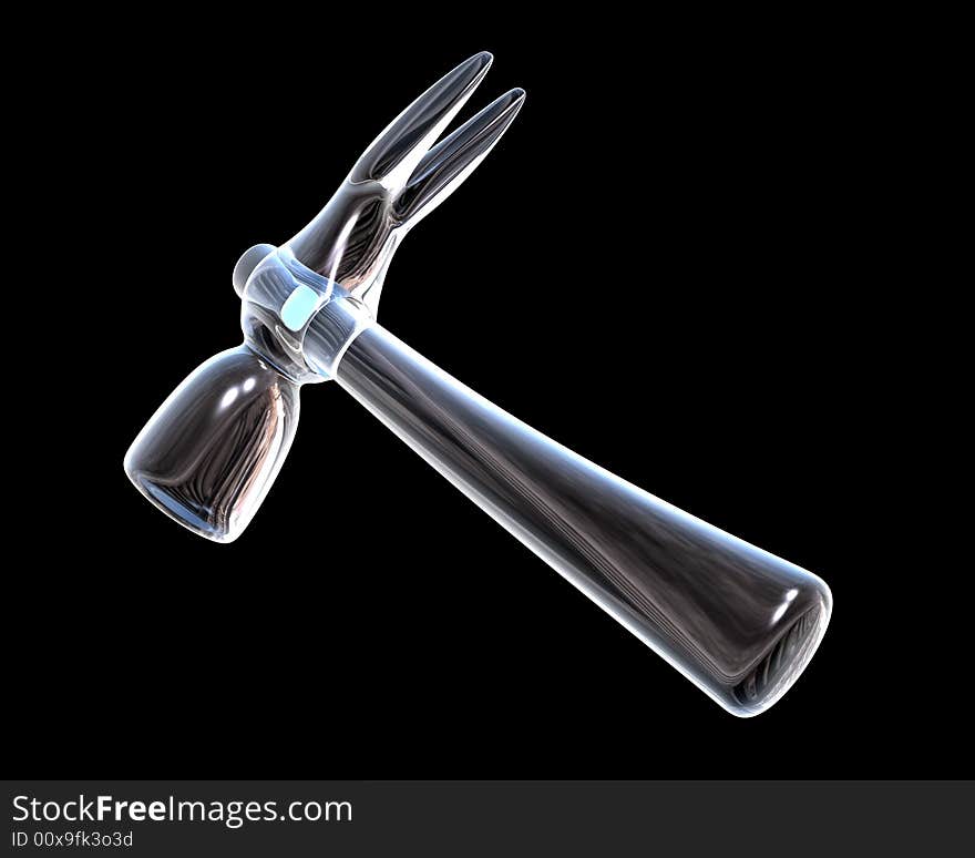 3d made glass hammer tool. 3d made glass hammer tool