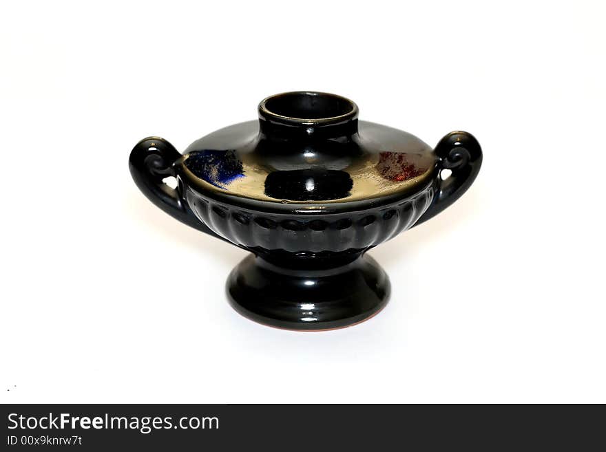 Black vase on white background isolated