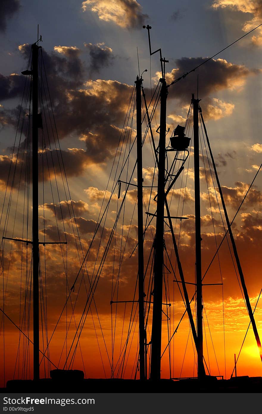 Beautiful sunset and fishing boat