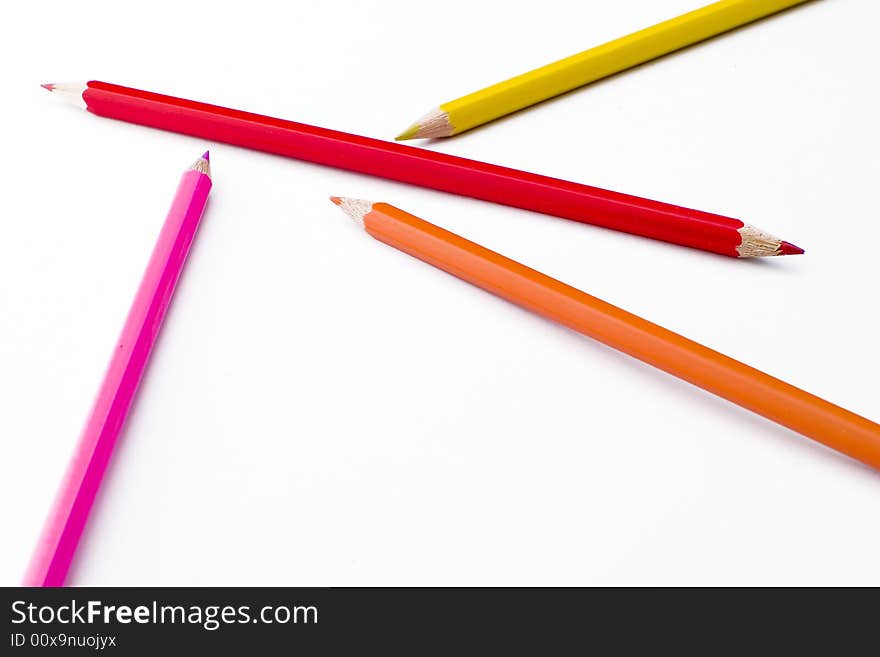 Colorful pencils isolated on white background