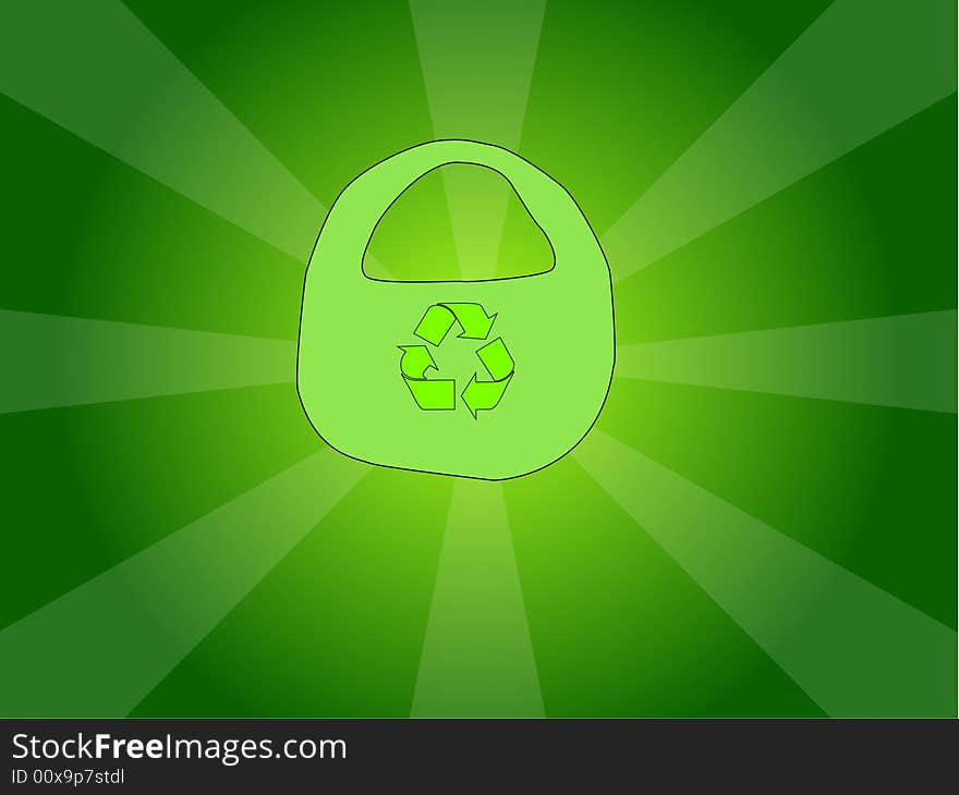 A Vector Illustration of a Shopping Bag which is green and environmentally friendly. A Vector Illustration of a Shopping Bag which is green and environmentally friendly