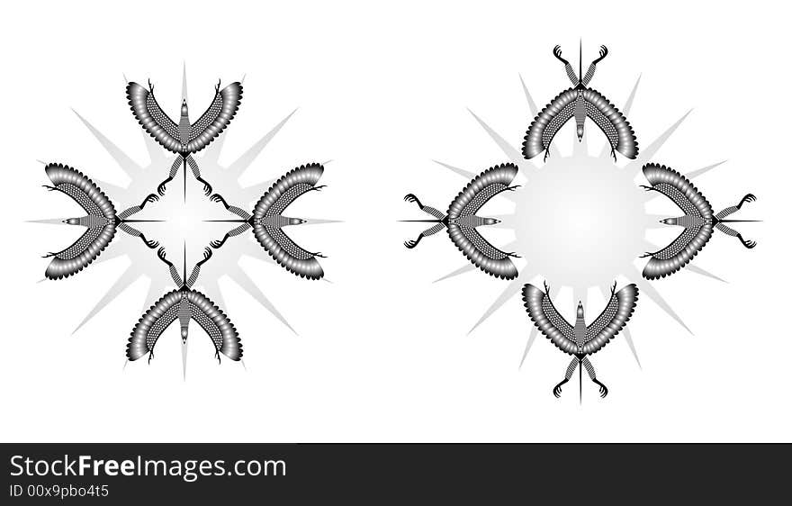 Design of two ancient bird formation-motif