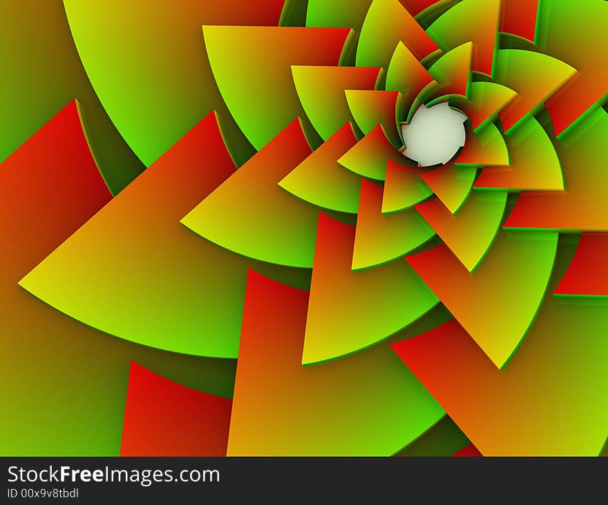 Red and green abstract spiraling background