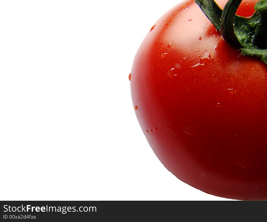 Half of tomato in the white background