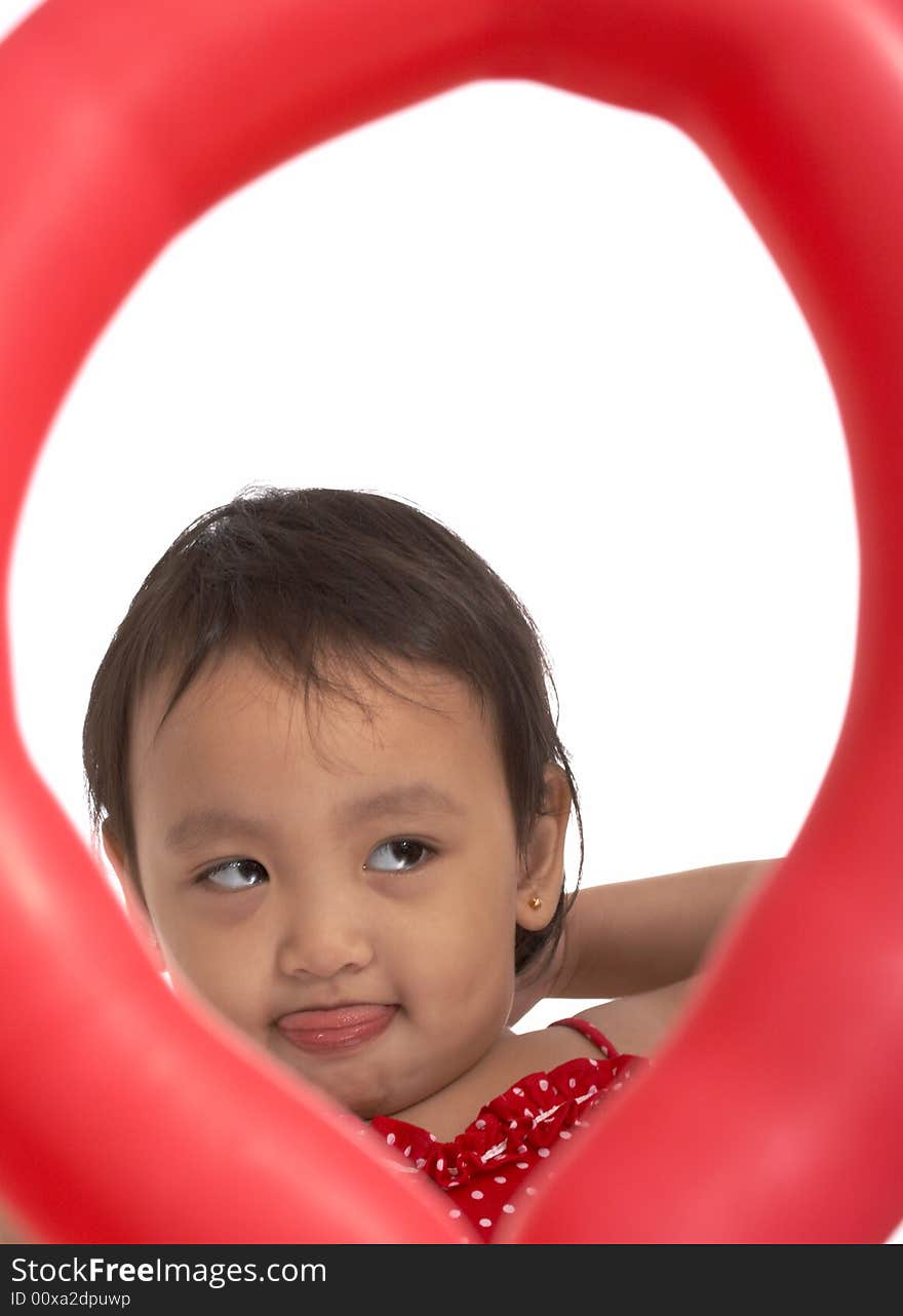 Picture of a little child on a white background