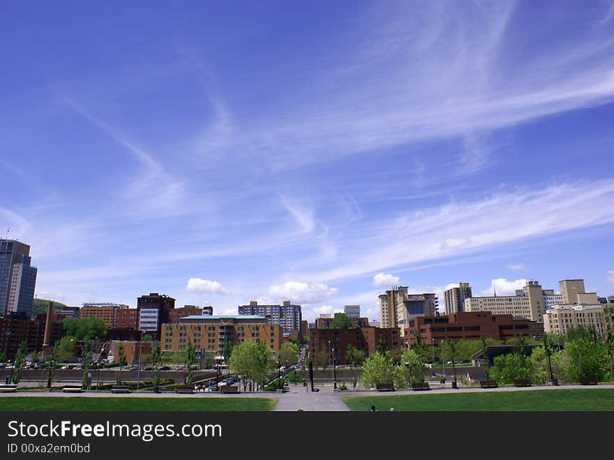 Wide angle view of montreal down town. Wide angle view of montreal down town