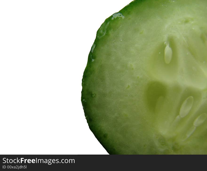 Half of cucumber's lobule in white background. Half of cucumber's lobule in white background