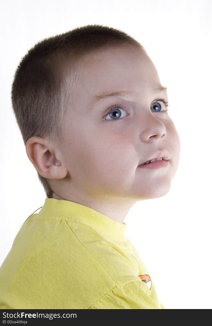 Portrait of the boy on a white background