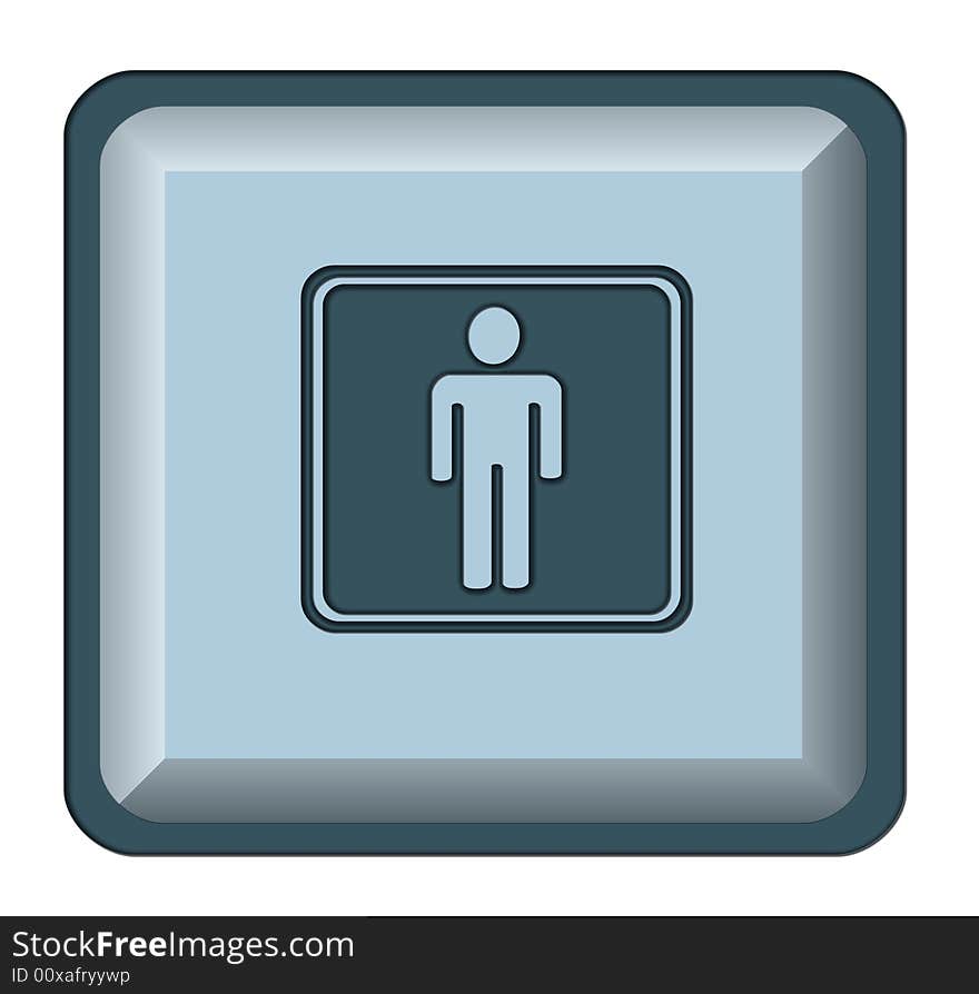 Blue web button with man. Blue web button with man