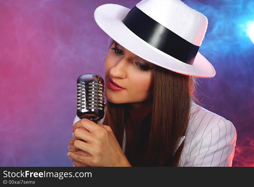 Retro portrait in white hat