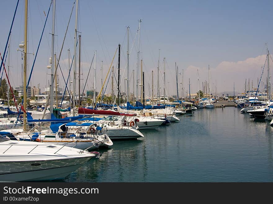 Yachts in sea to port