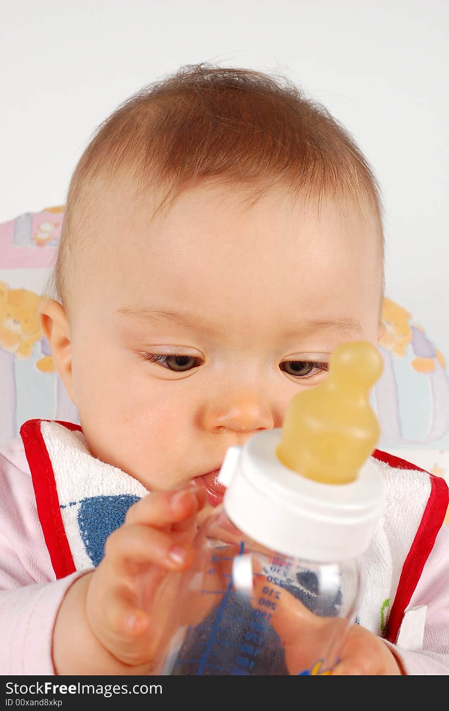 Happy baby girl on white background. Happy baby girl on white background