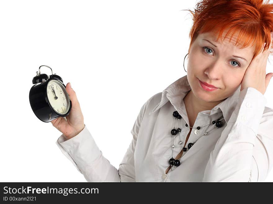 Business woman with clock.