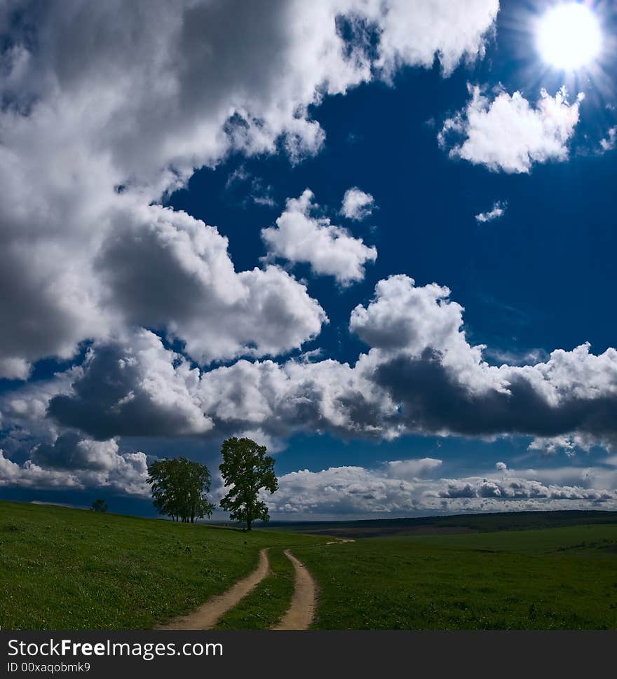 Road, Sky And Grass