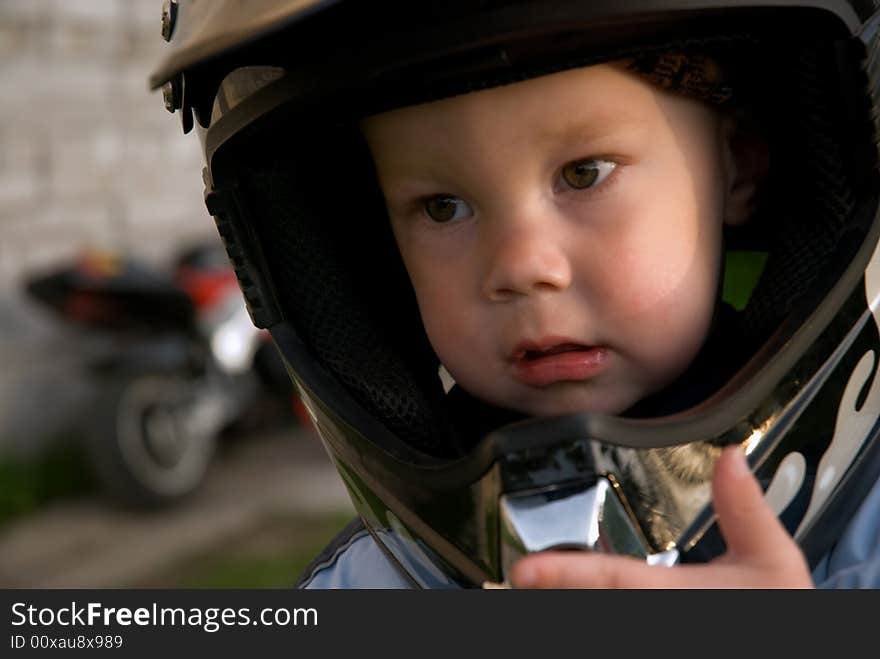 Little boy with helmet