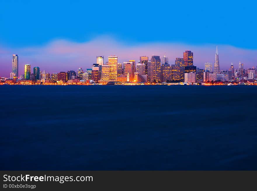 San Francisco skyline at night. San Francisco skyline at night