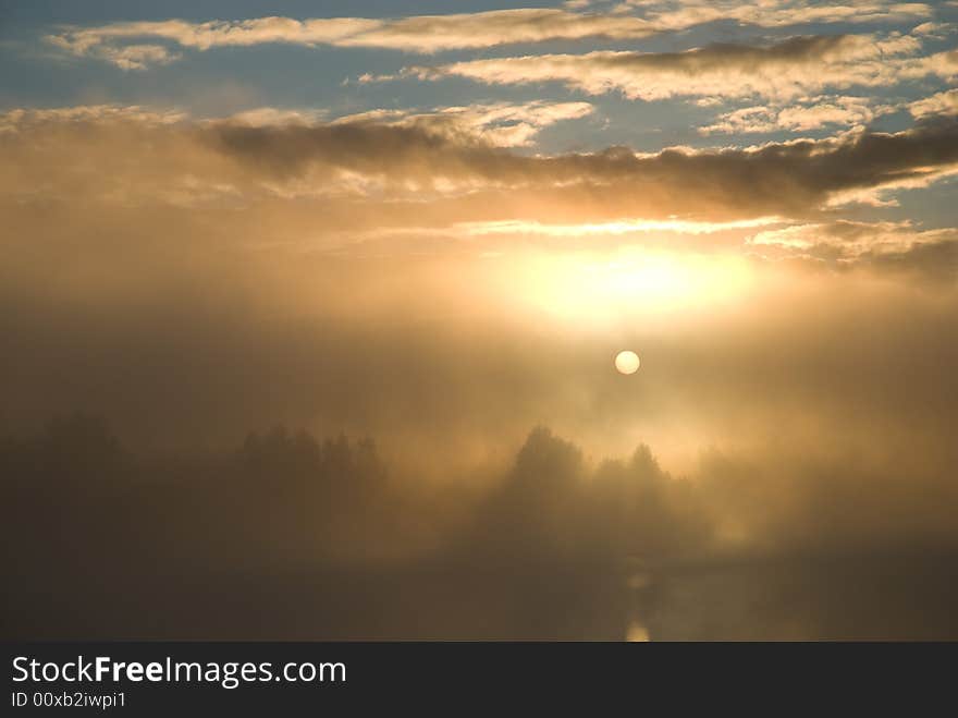 Sunset under lake