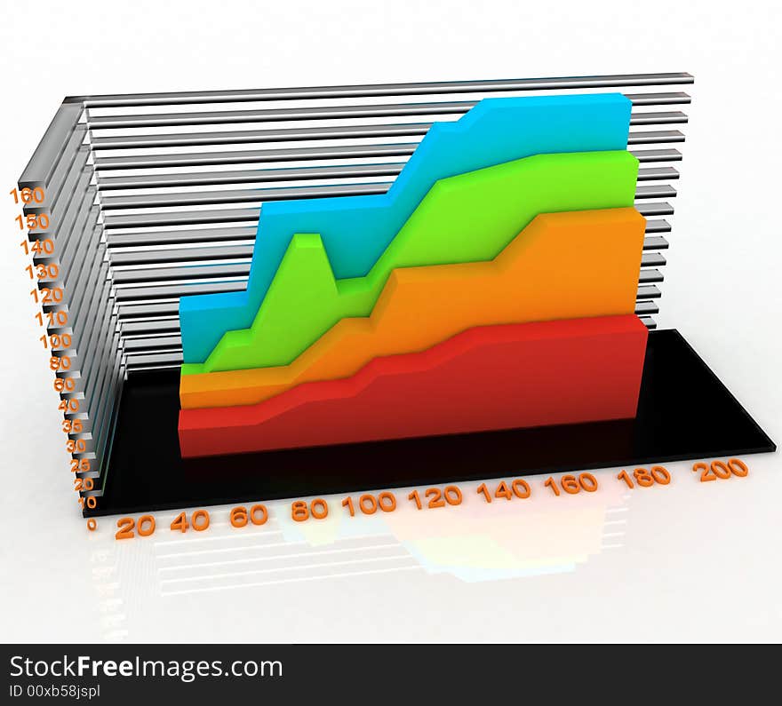 Colorful render growth chart and acceding arrow