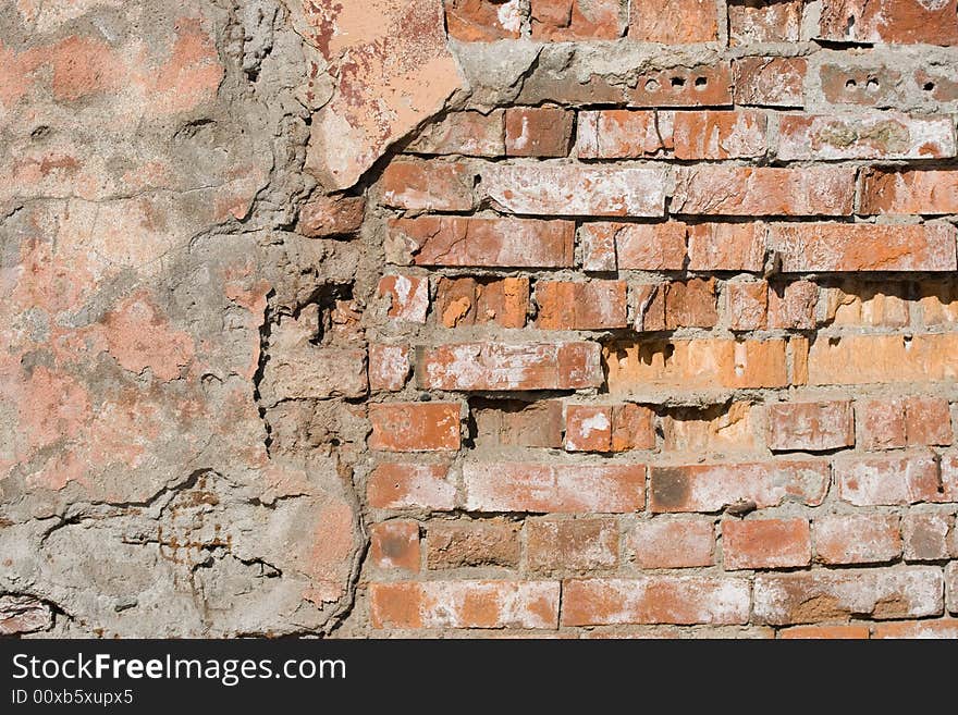 Old brick wall. Abstract texture. Close up.