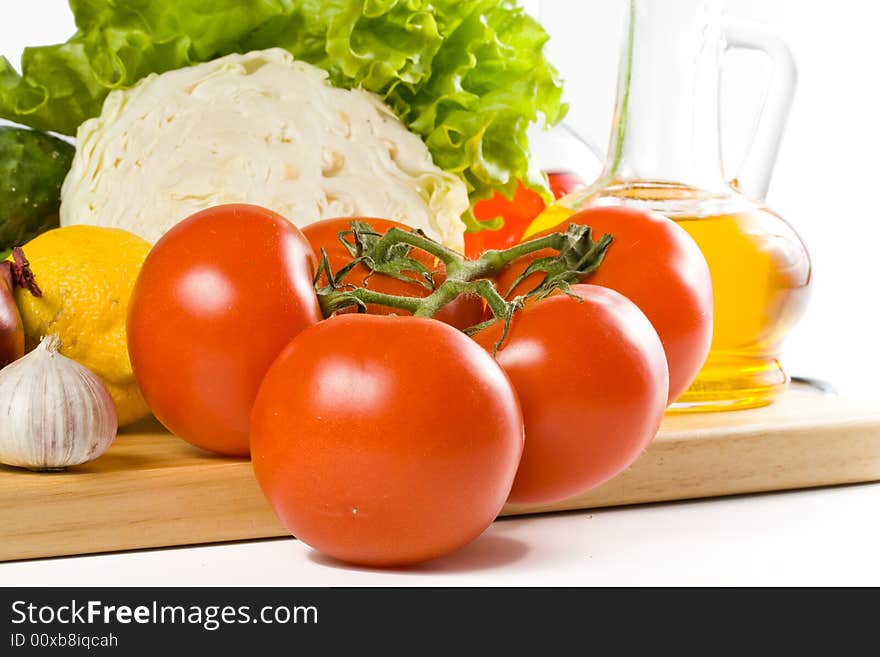 Fresh vegetables isolated on a white background.