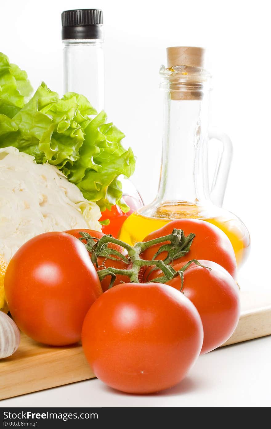 Fresh vegetables isolated on a white background.