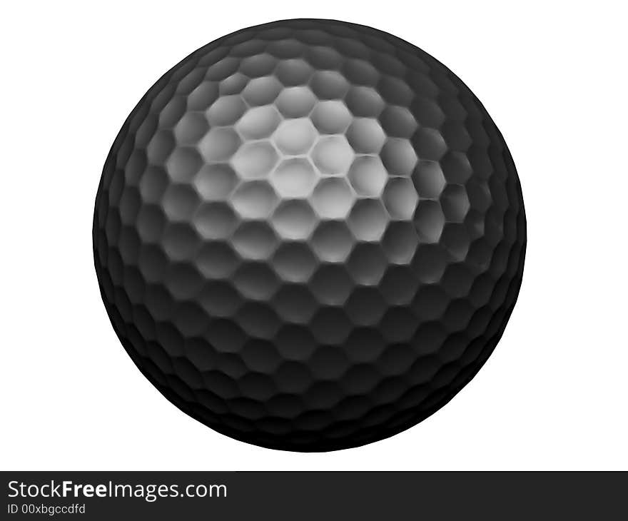 A nice rendering of a black golf ball isolated on white. A nice rendering of a black golf ball isolated on white