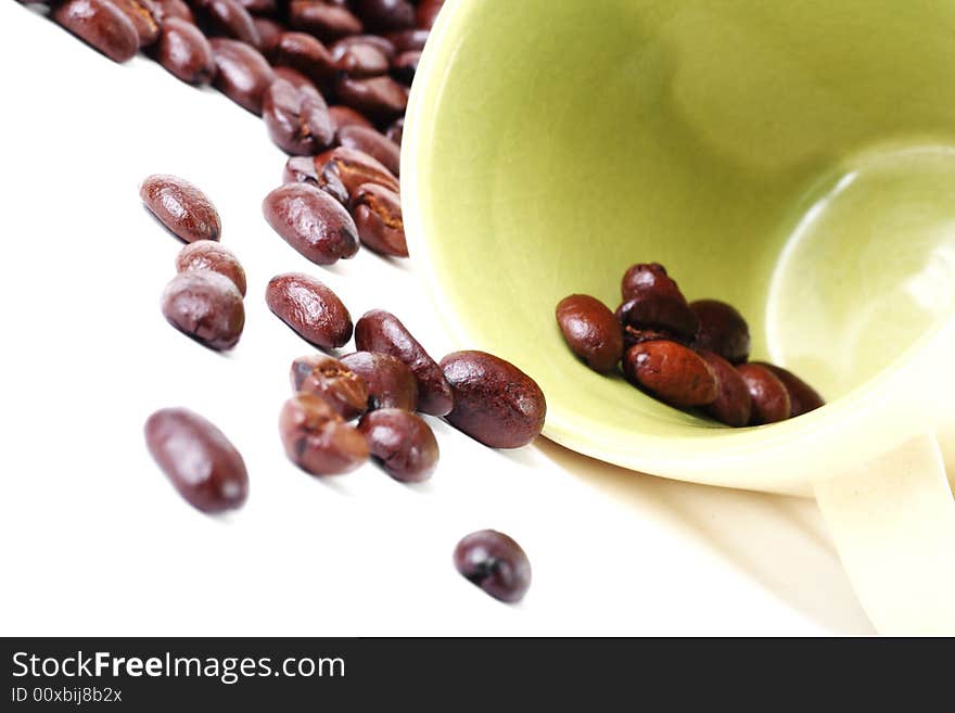 Beautiful photo of coffee beans and coffee mug