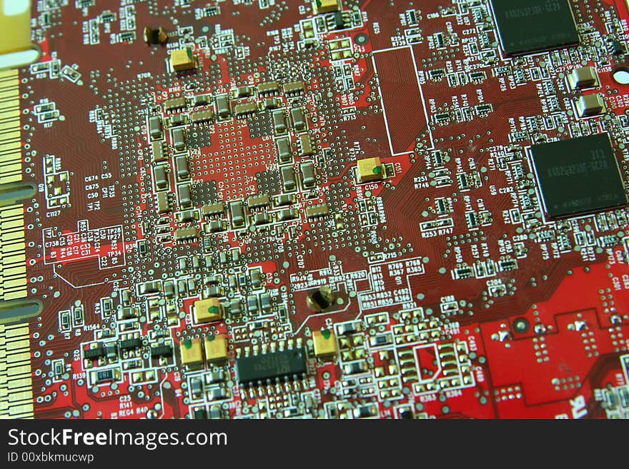 Bright red circuit board image