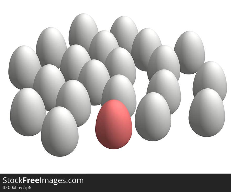 One 3d egg stands out. One 3d egg stands out