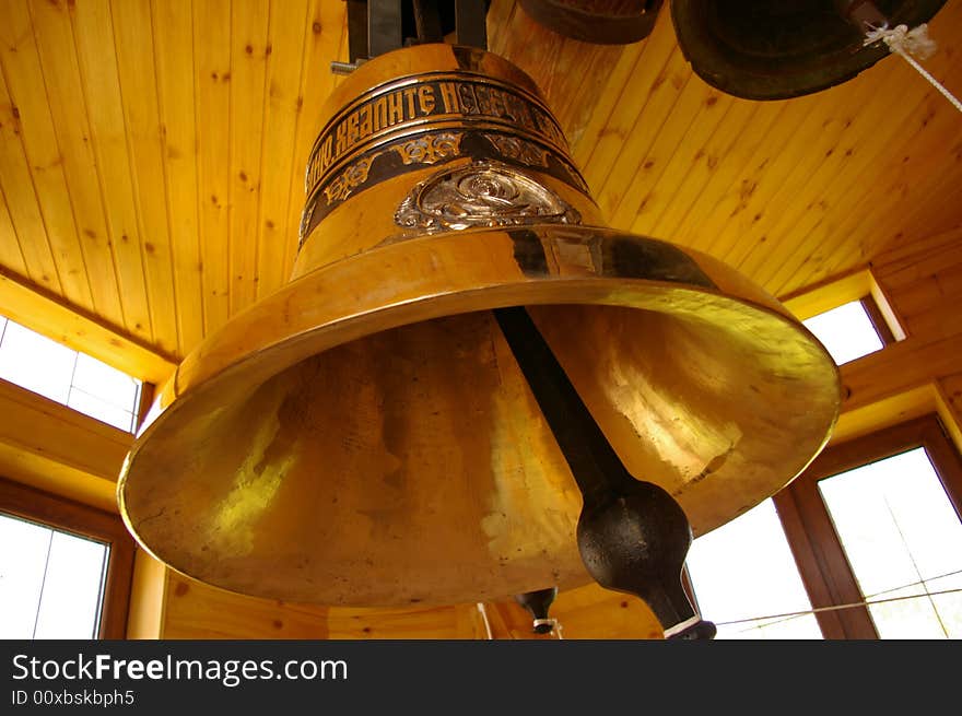 The bells in bell tower of Saint Nikolai Church in Fedoskino near Moscow