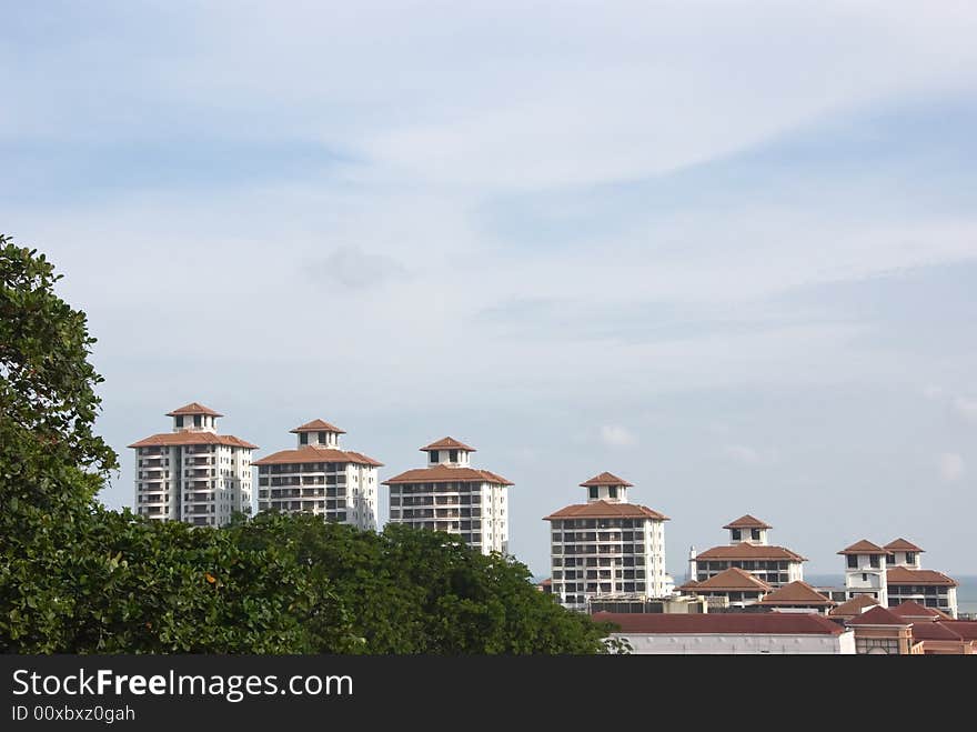 Melaka cityscape, new apartment buildings