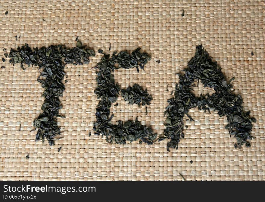 Word tea made from dry green tea leafs. Word tea made from dry green tea leafs