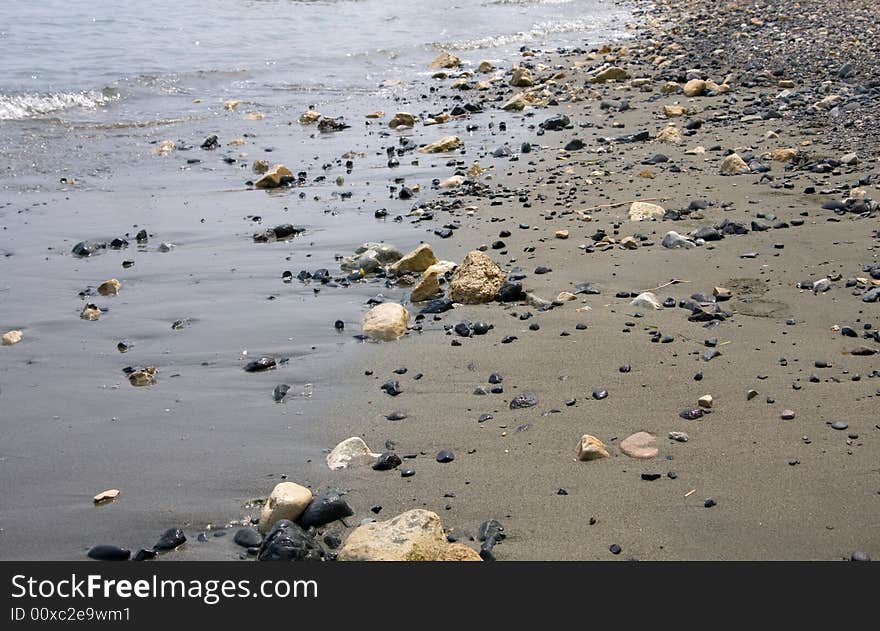 Stones on sand