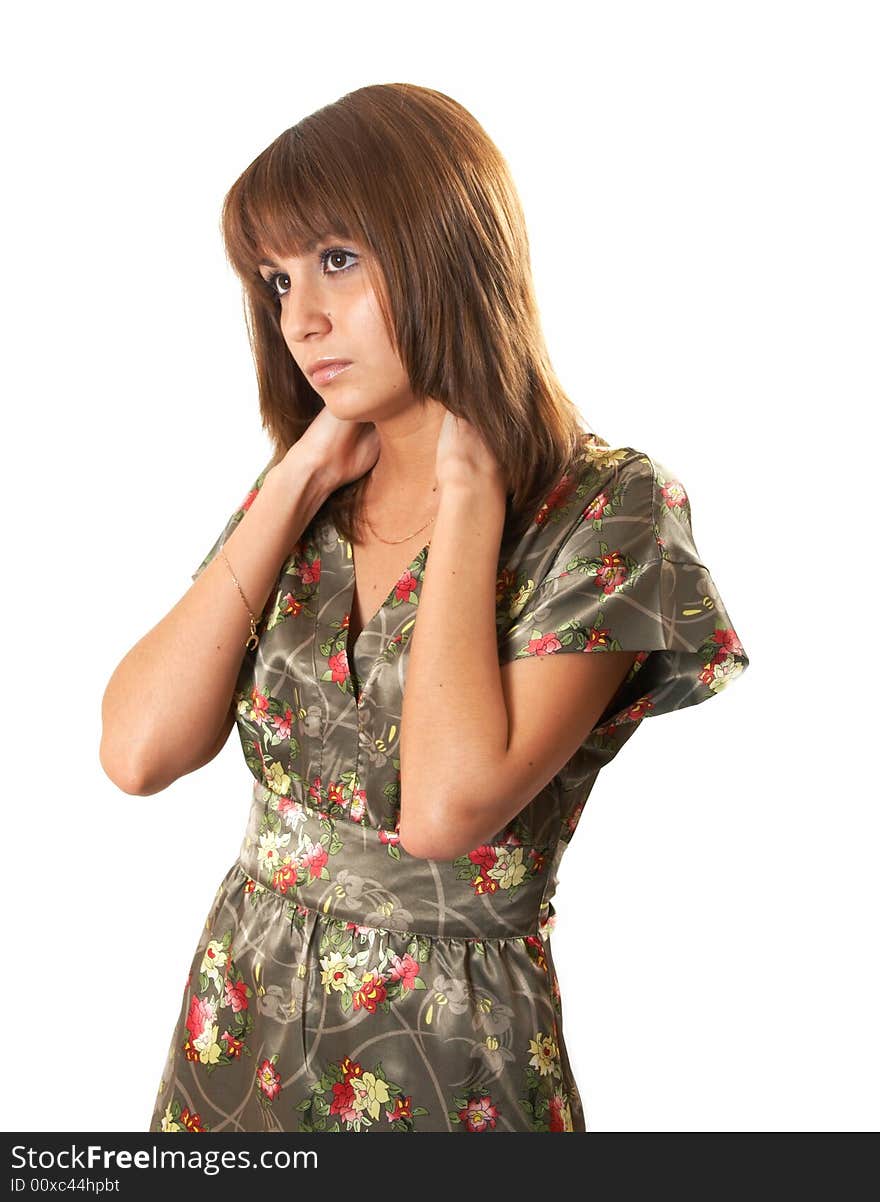 Portrait of the girl on a white background