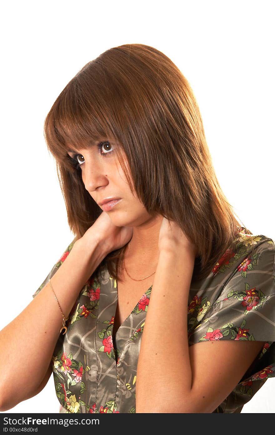 Portrait of the girl on a white background