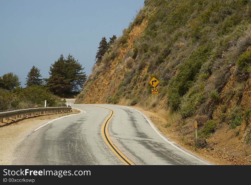 A tight right hand curve on the Pacific cast highway guess not