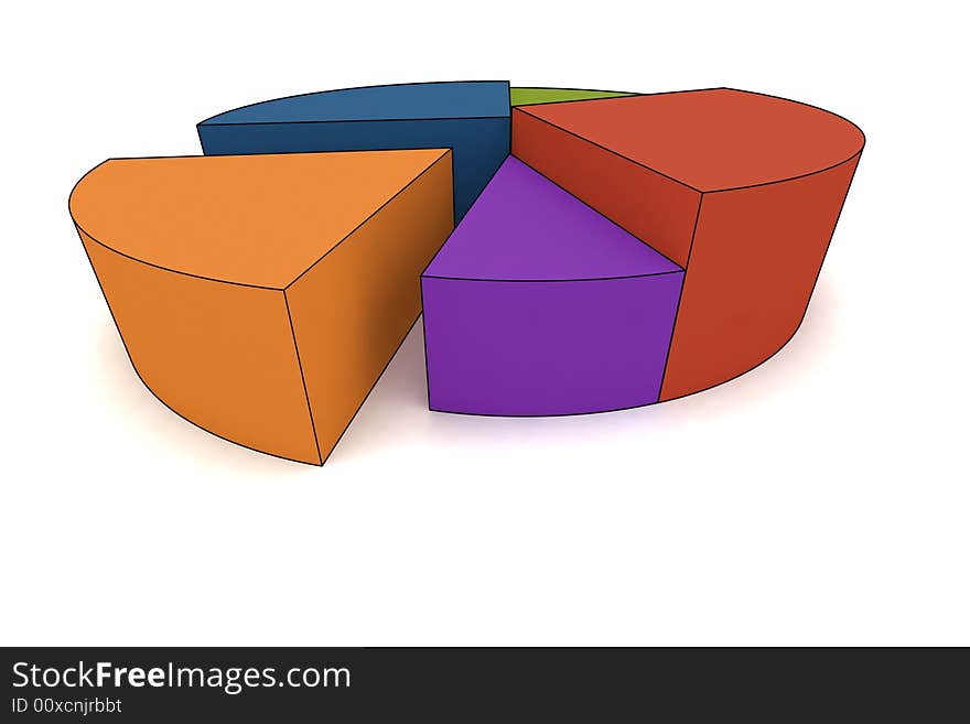 Statistics - 3d isolated multicolor diagram. Statistics - 3d isolated multicolor diagram