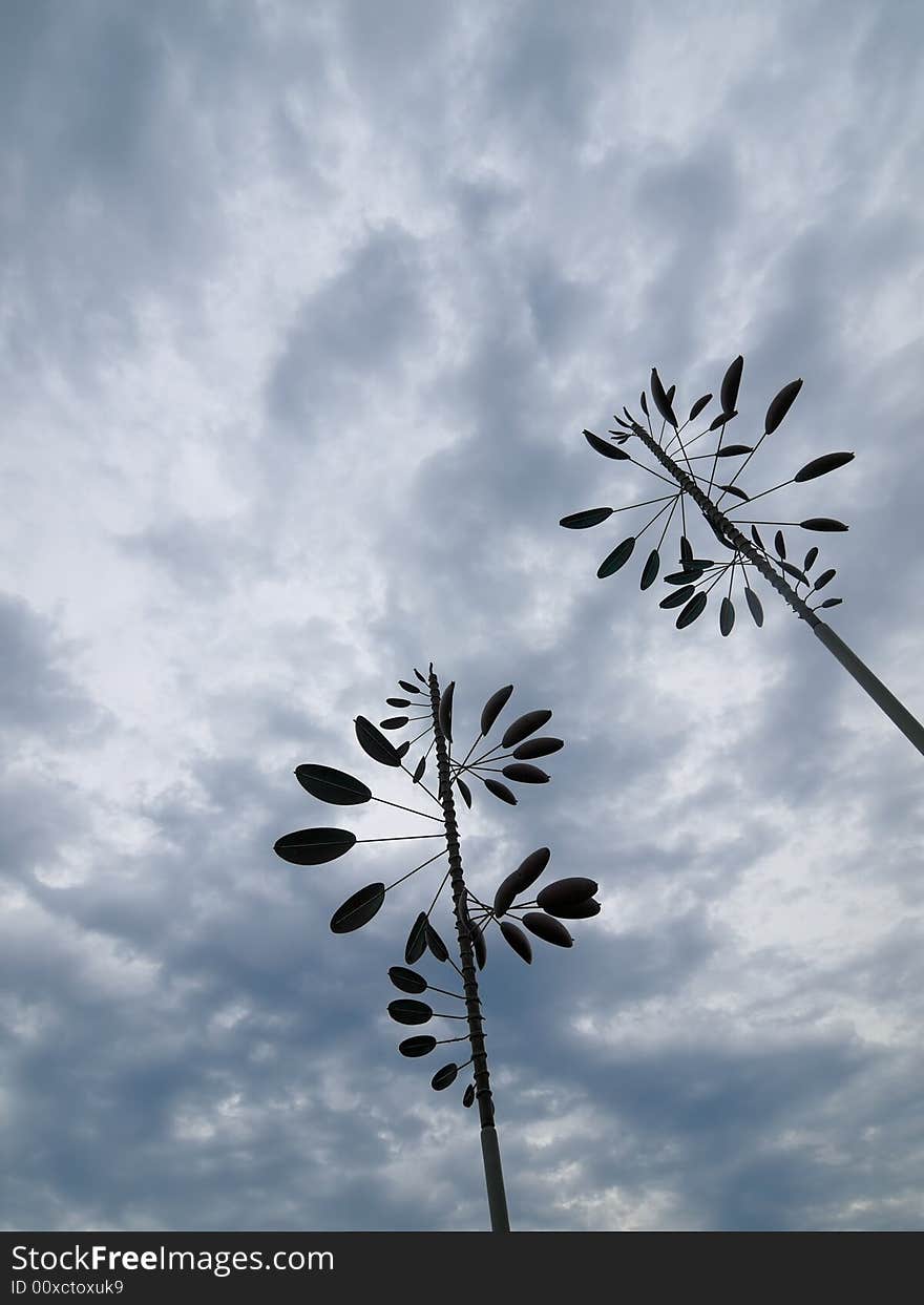 Windmills in an Overcast sky