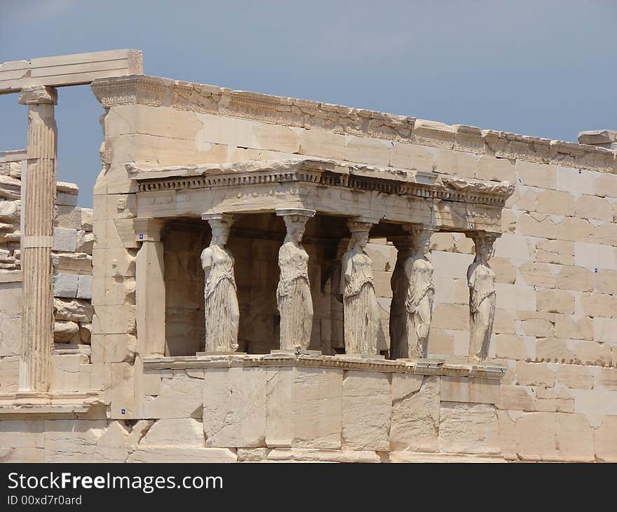 Acropolis Athens, Caryatids, ancient sculpted female figures