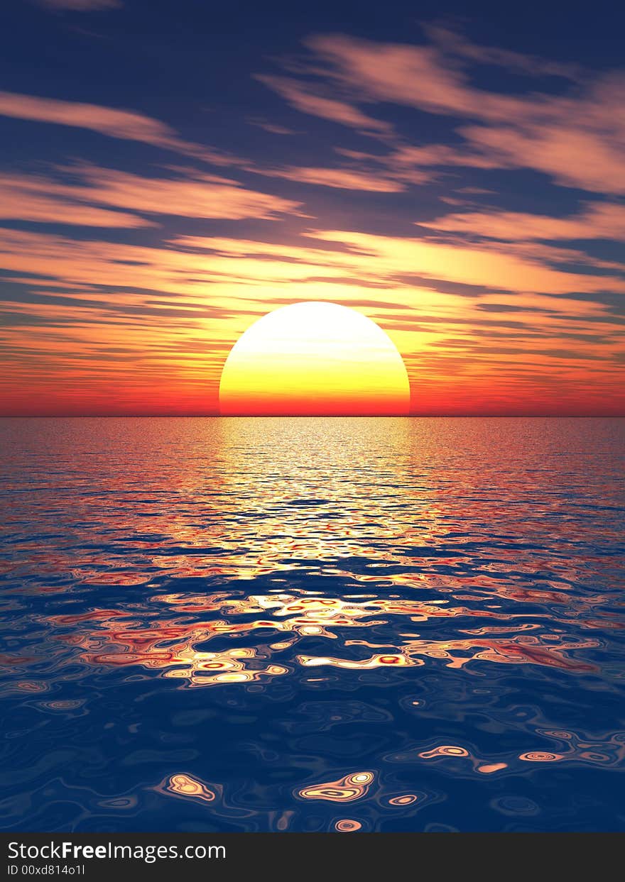 Beautiful sea and sky at sunset - digital artwork. Beautiful sea and sky at sunset - digital artwork