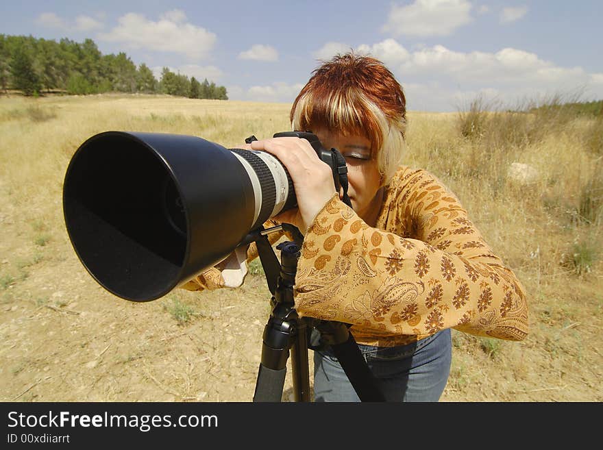 The young photographer at photo session