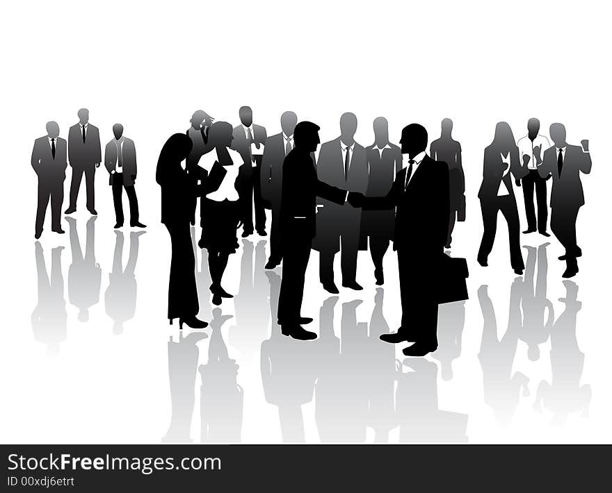 Illustration of business people, black, white