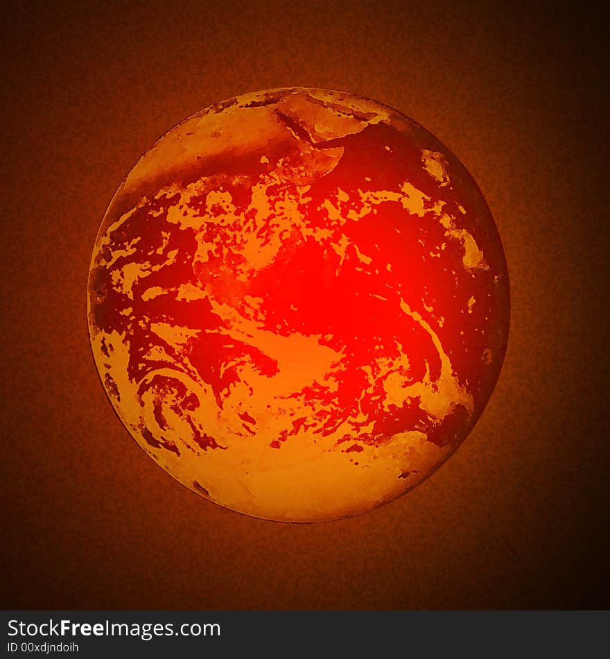 Concept - environmental damage caused by global warming,showing hot earth. Concept - environmental damage caused by global warming,showing hot earth