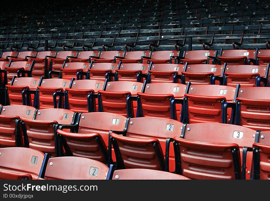 Empty seats at Fenway Park, Boston.