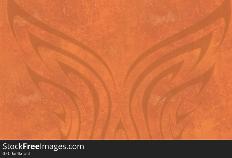 Graphic design of butterfly wings on rag roll type background.